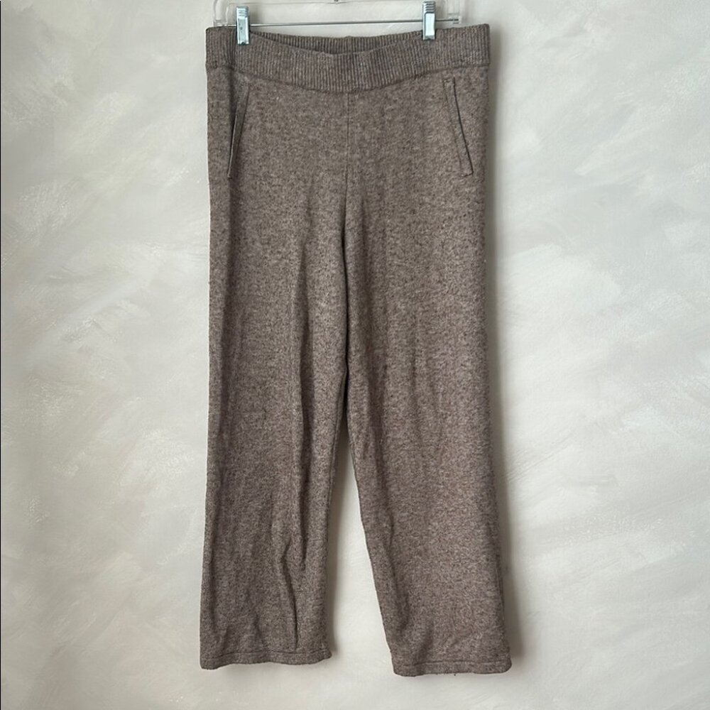 Heartloom Wide Leg Knit Pants Sz M brown Low Rise Lounge Wear Stretch Jogger